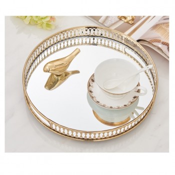 Khay tròn kim loại mạ vàng cao cấp